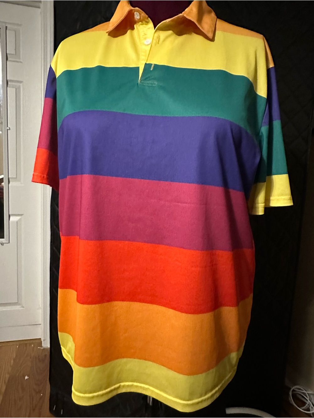 Bright Rainbow Striped Polo Shirt